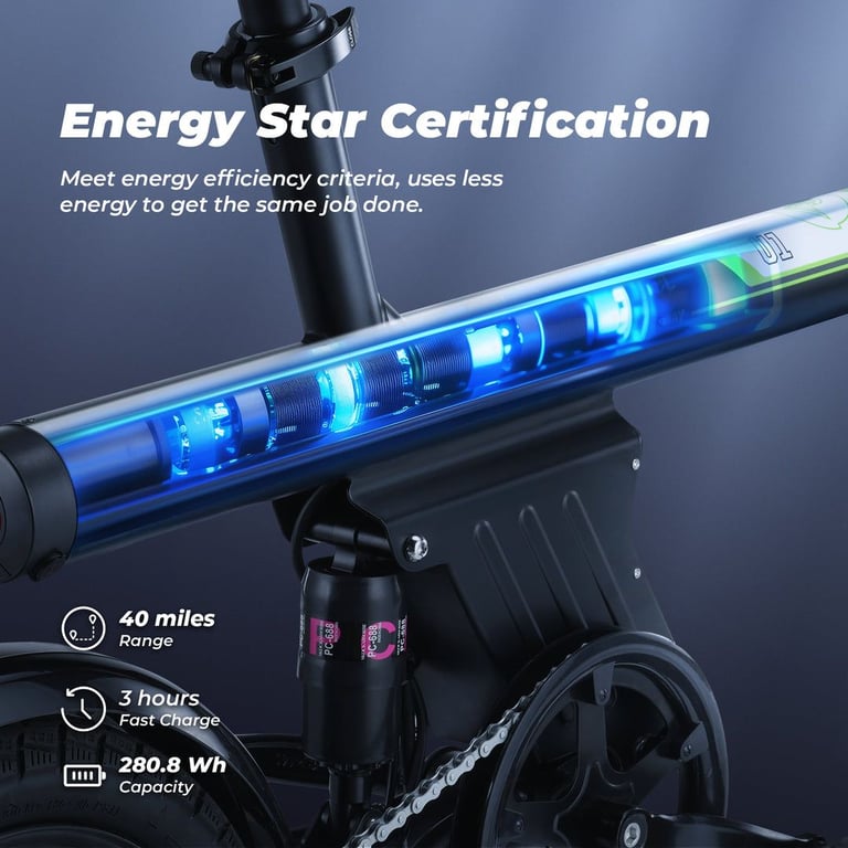 U1 Foldable Electric E-Bike Bicycle Pedal Assist Ideal for teens and camp