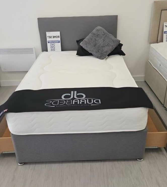 Double Divan Bed Frame with Deep Storage Drawers and Soft Fabric Headboard  **