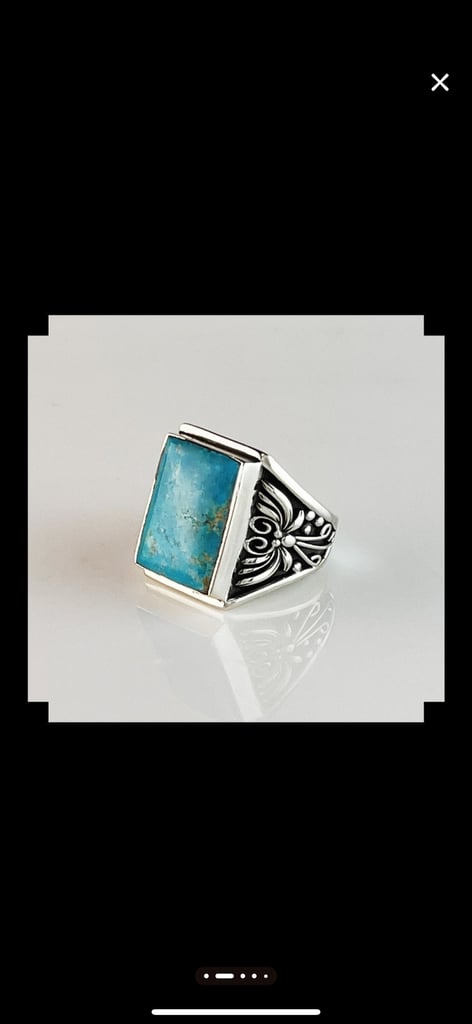 Handcrafted Blue Ridge Turquoise Stone & Sterling Silver Ring,Size W/11.25,NEW