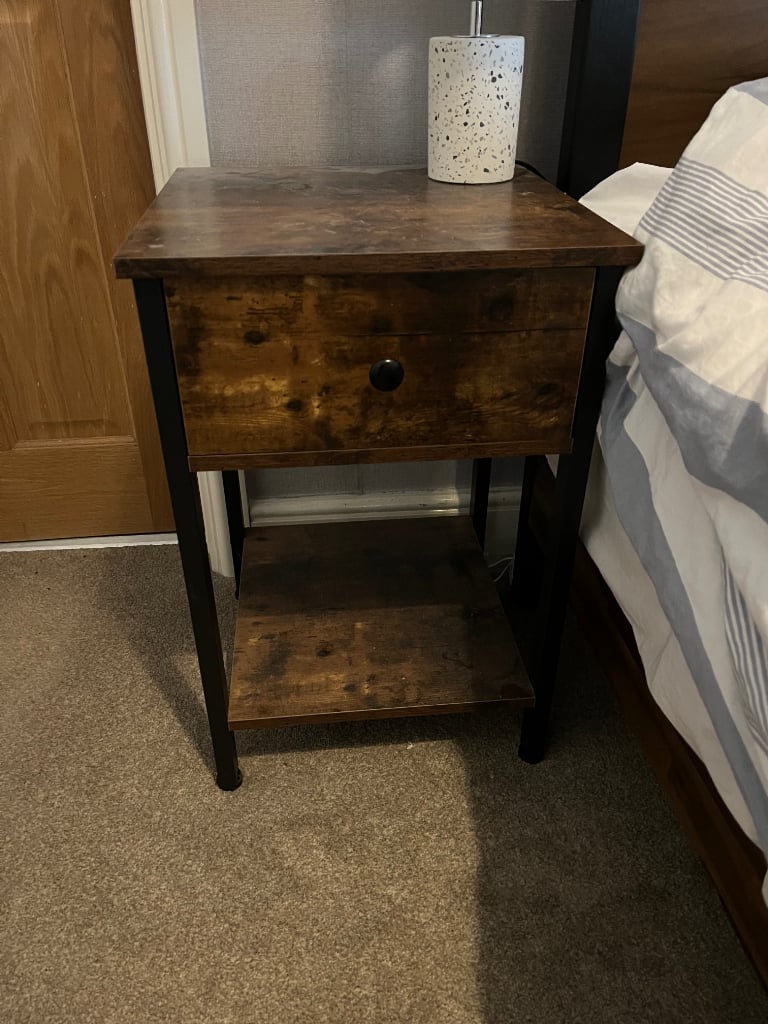image for Dark wood bedside table - perfect condition 