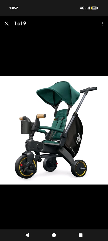 image for Doona Liki Trike S5 Racing Green, Deluxe Foldable Toddler Tricycle