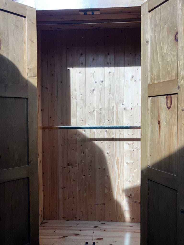 Wardrobe solid pine very heavy & good quality double hand rails can deliver for small charge