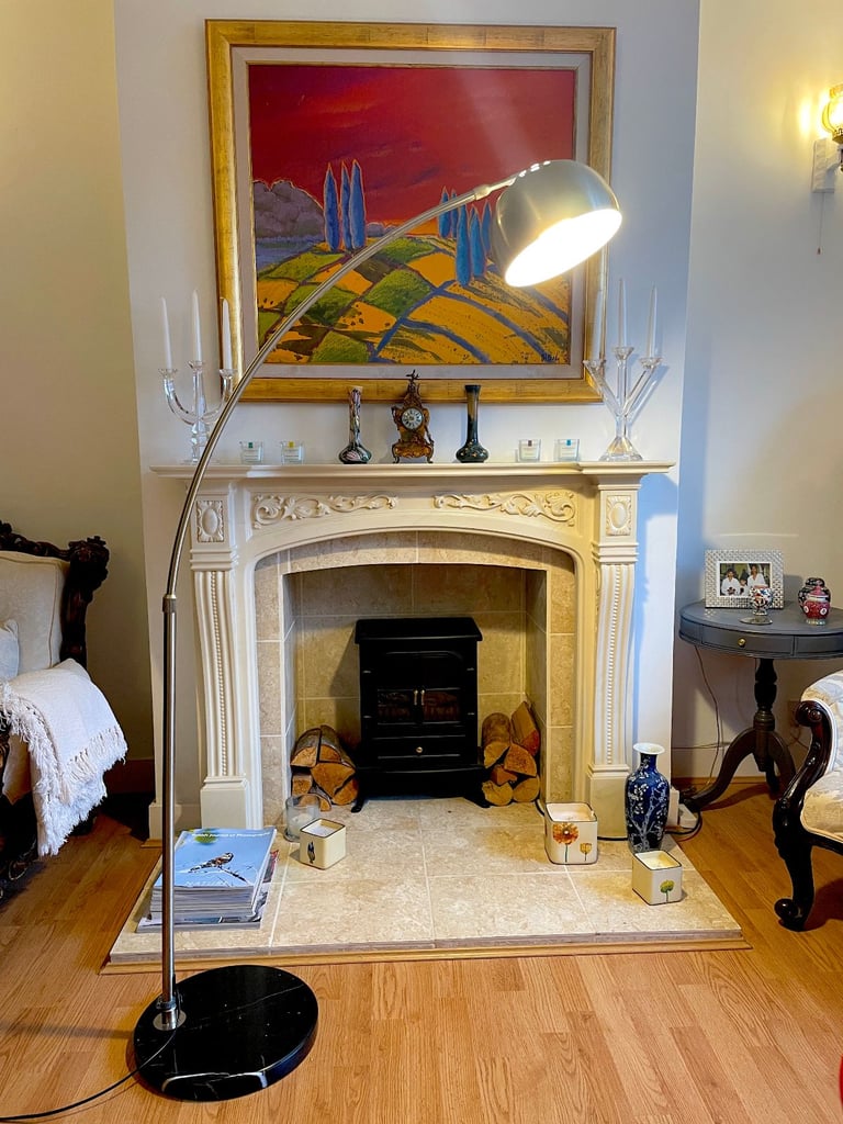 image for I can deliver - Excellent condition large Nickel Floor Lamp with marble Base