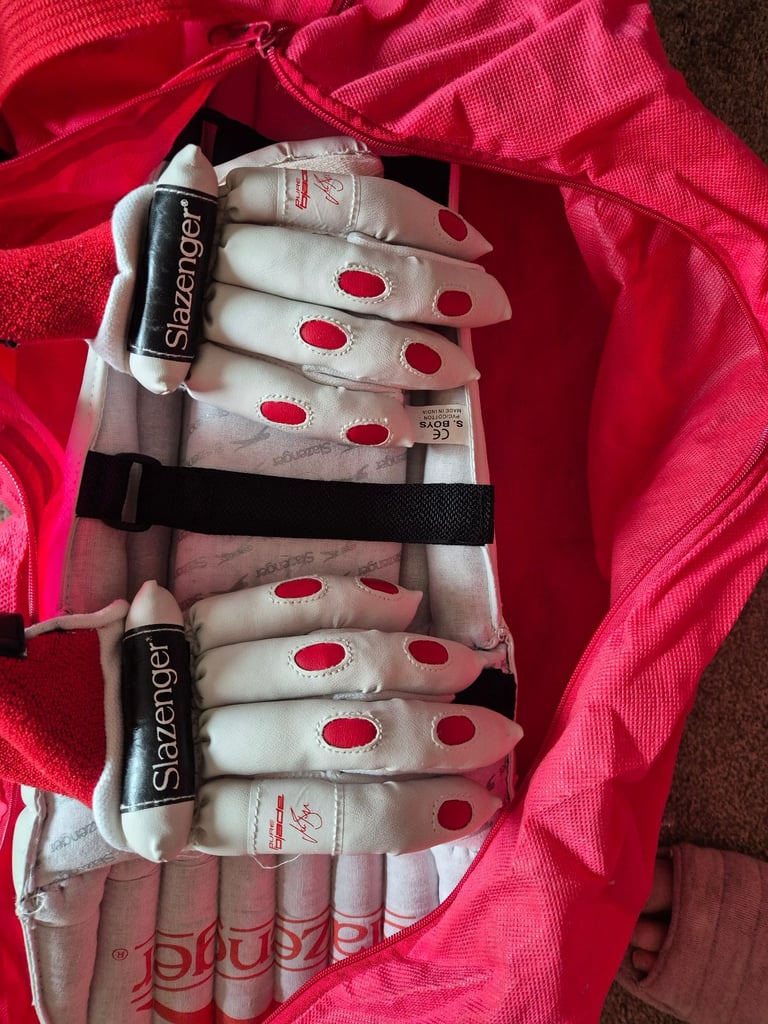 Junior cricket gloves .pads and wickets 
