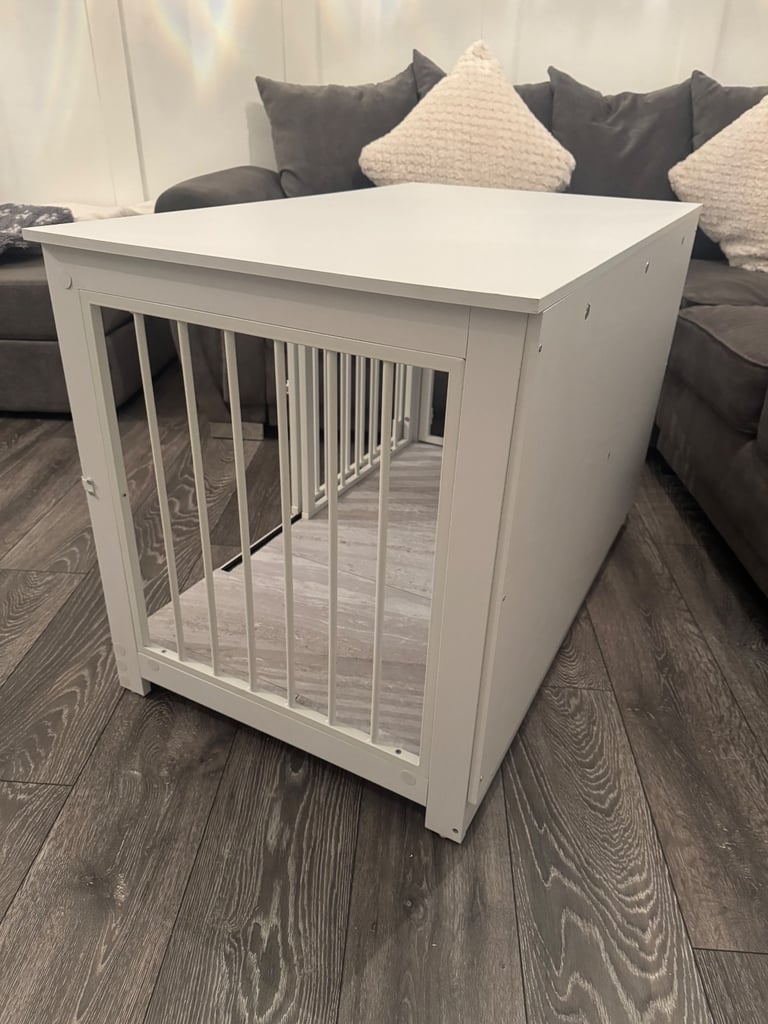 Large 100cm Dog Cage Crate White Wooden Sliding Barn Door Pen Puppy Enclosure Sideboard