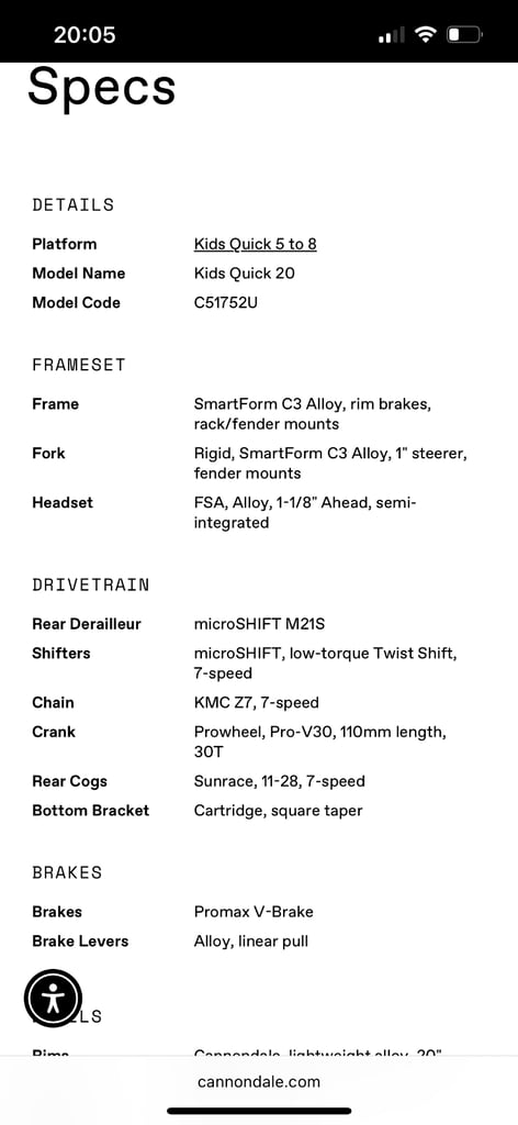 Practically new. Cannondale, Quick, Childs Mountain Bike, Electric Blue. 