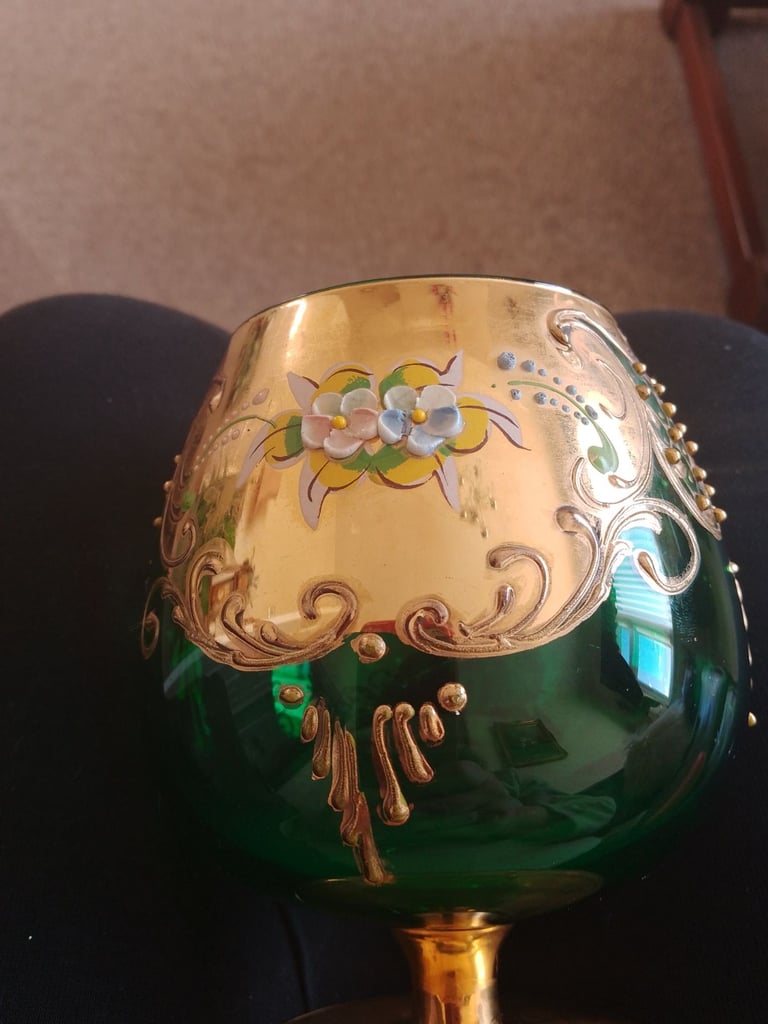 Czech bohemian large balloon brandy glasses