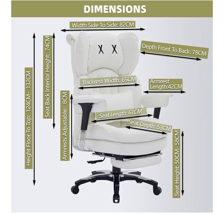 Efomao Ergonomic Desk Office Swivel Chair White Colour LK-3008T Model