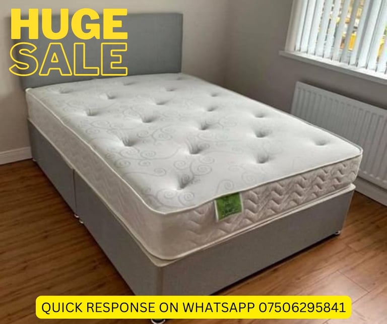 Double Bed Base HeadBoard With Foam Mattress All Sizes Beds Available