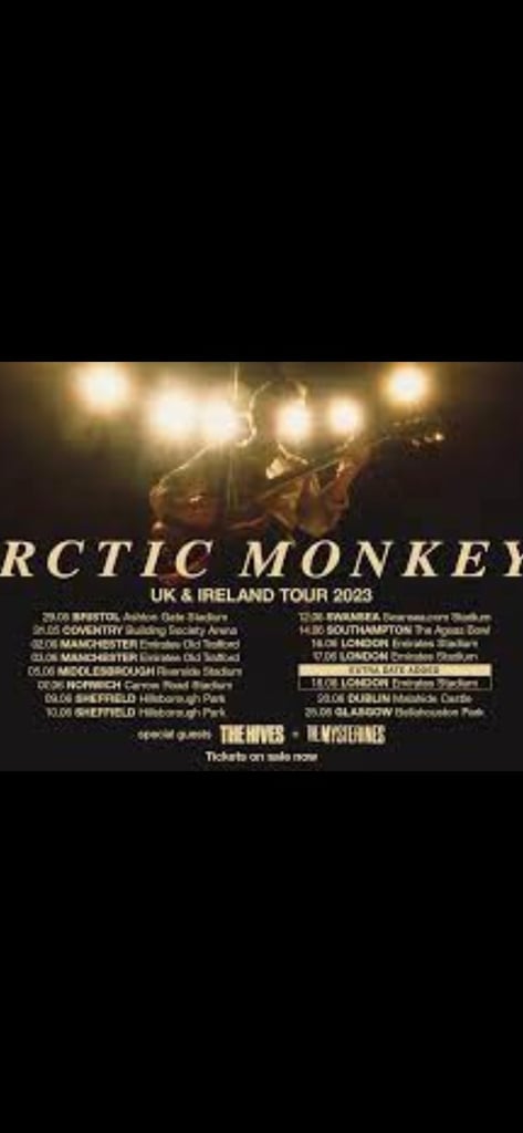 2 X Arctic Monkeys Tickets - Old Trafford, Manchester