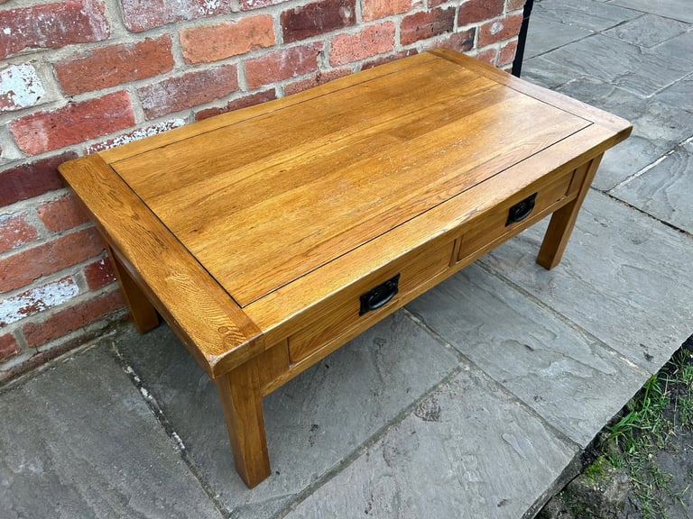 Rustic Solid Oak (Double-Sided) Coffee Table - Good Condition 