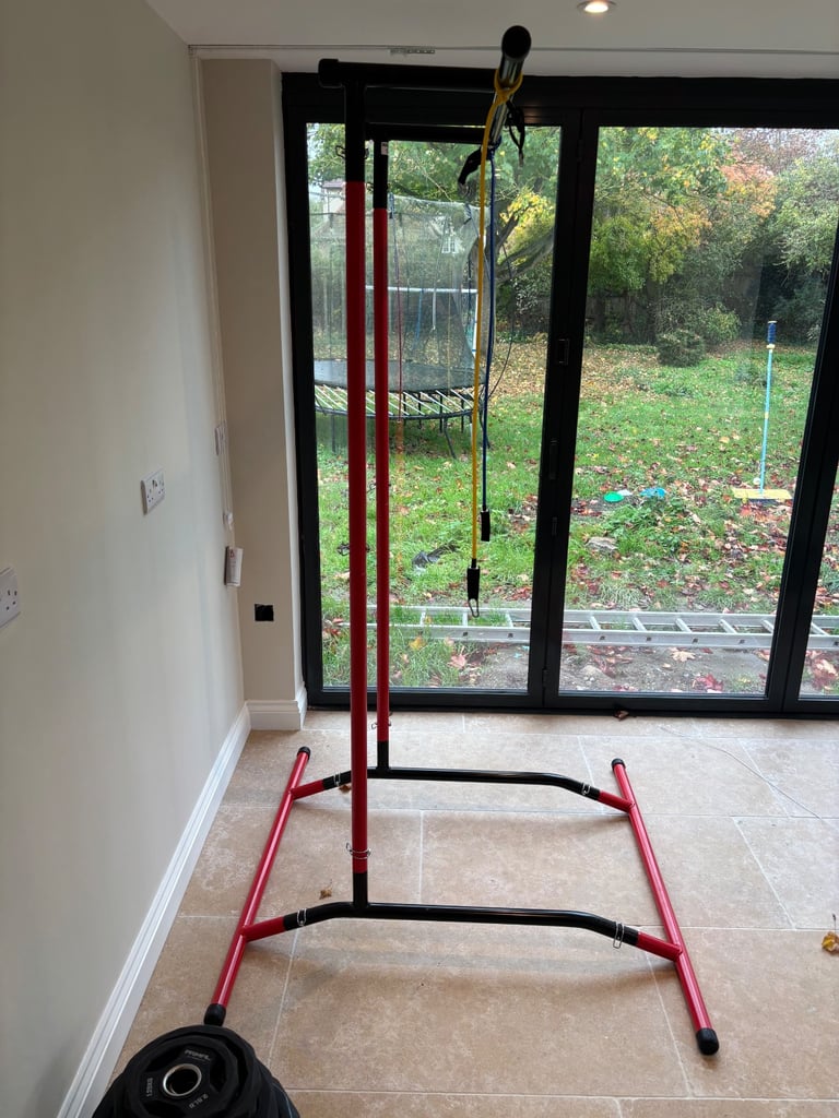 Weight bar, weights, rack and Pull up mate