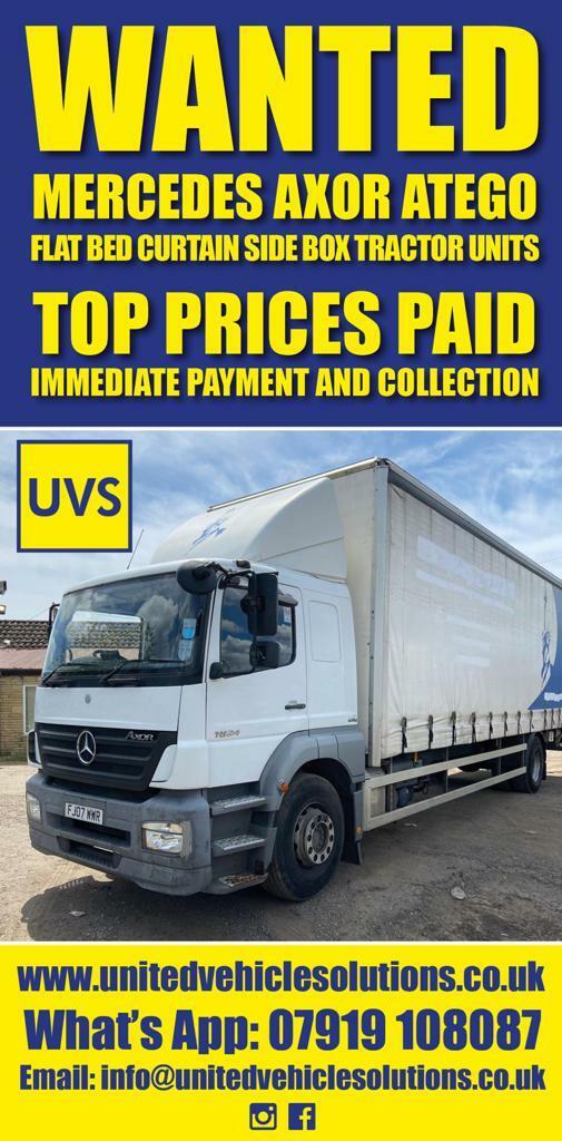 Mercedes-Benz Axor/Atego/Actros WANTED IMMEDIATE PAYMENT FLAT BED CURTIAN SIDE