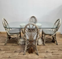 Dining Table and 4 Chairs Modern Glass Dining Table with Four Chairs Wooden Used Furniture