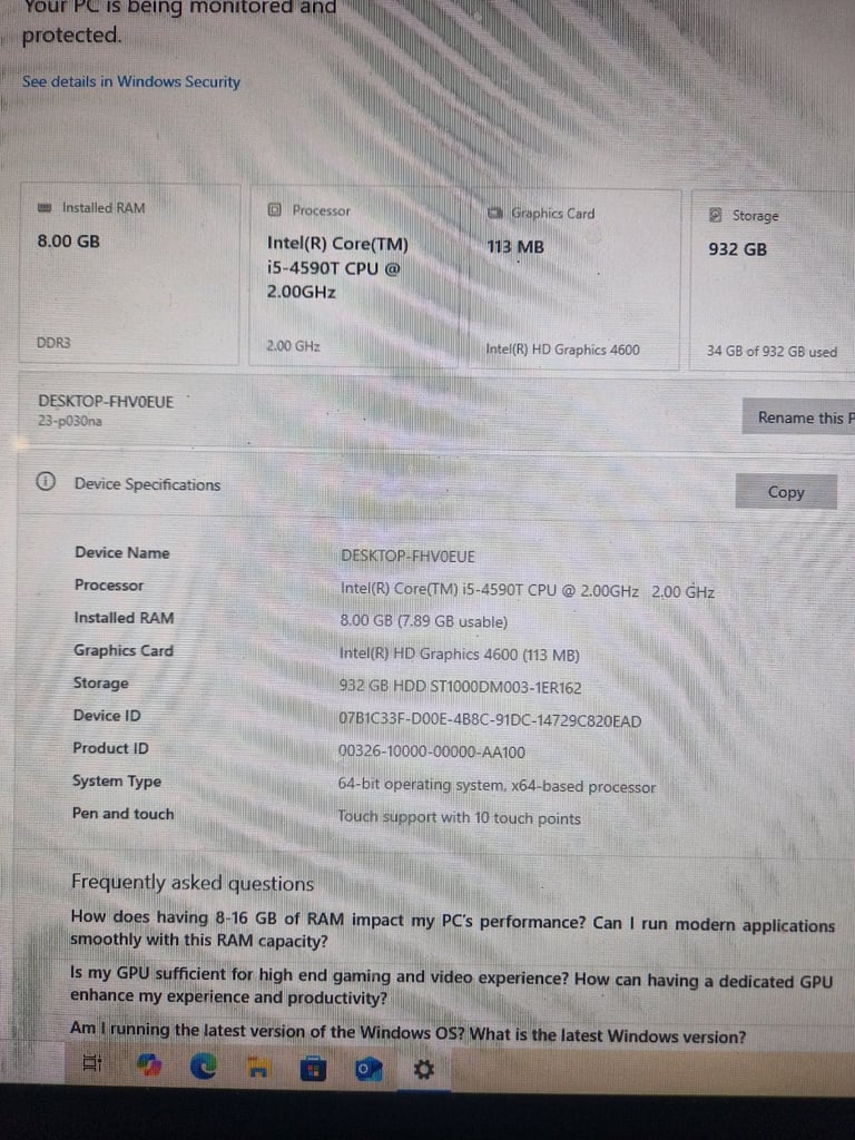 HP all in one pc with scanner/printer