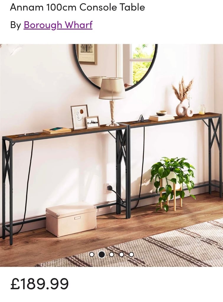 2x 100cm Console Tables with power/USB sockets [BRAND NEW]