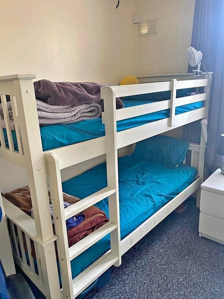 Single Wooden Bunk Bed ✨ White 3FT Bunk Bed With 2x Mattress | Same Day Delivery **