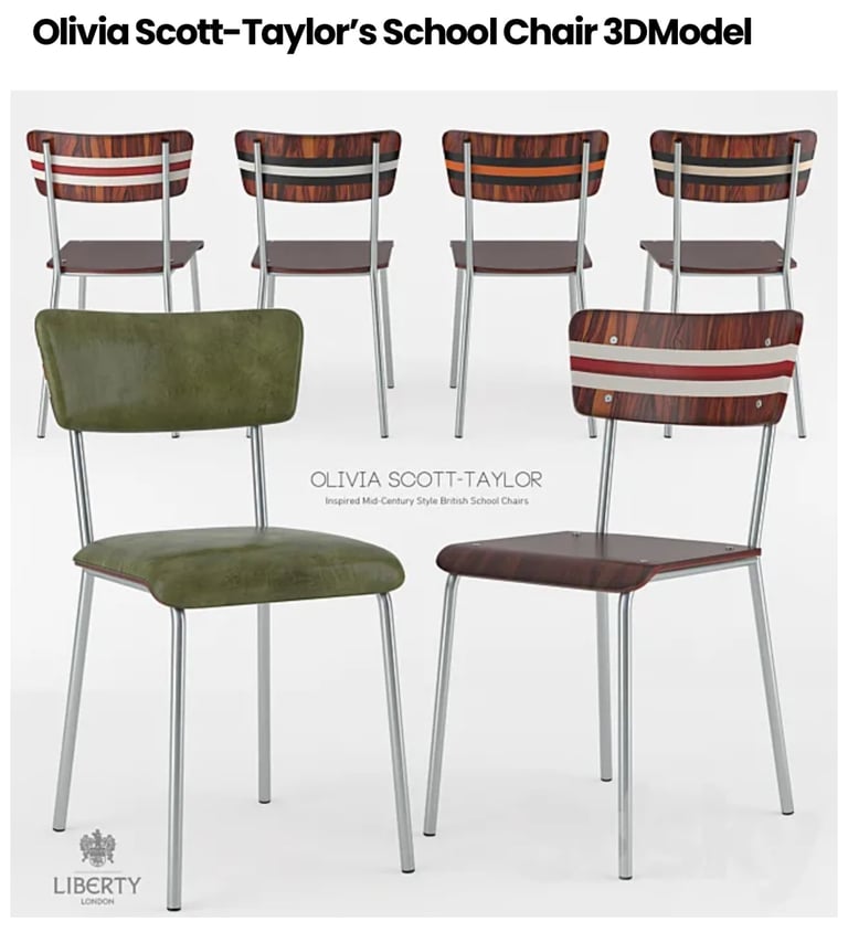 2 x retro designer chairs by Olivia Scott-Taylor