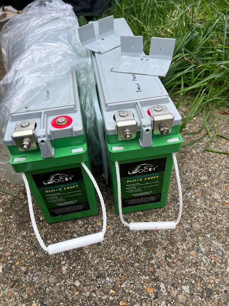 image for 2x 150Ah 12v pure lead carbon solar renewable energy leisure batteries still under warranty!