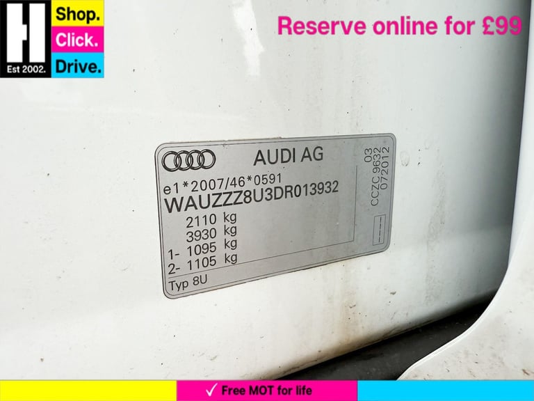2012 Audi Q3 2.0 TFSI S line SUV 5dr Petrol Manual quattro Euro 5 (s/s) (170 ps) ESTATE Petrol Ma...