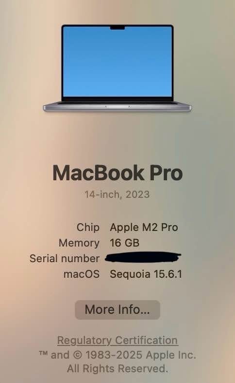 Apple MacBook Pro 14-inch (2023, M2 Pro / 16GB / 512GB SSD) - Excellent Condition, No Charger