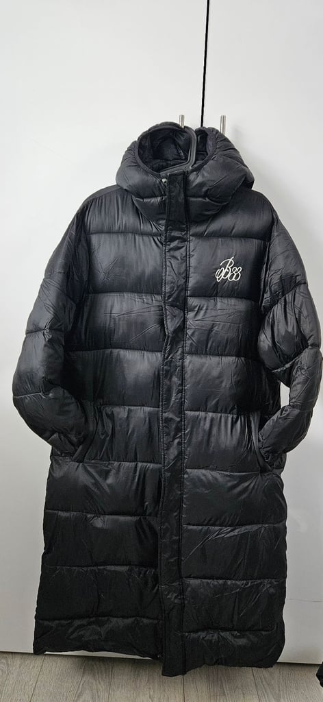 image for Mens bee inspired longline puffa jacket. Size large 
