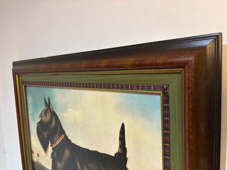 Framed Seated & Standing Scotty Dog Portraits by Paul Stagg.  Both Presented in Great Condition