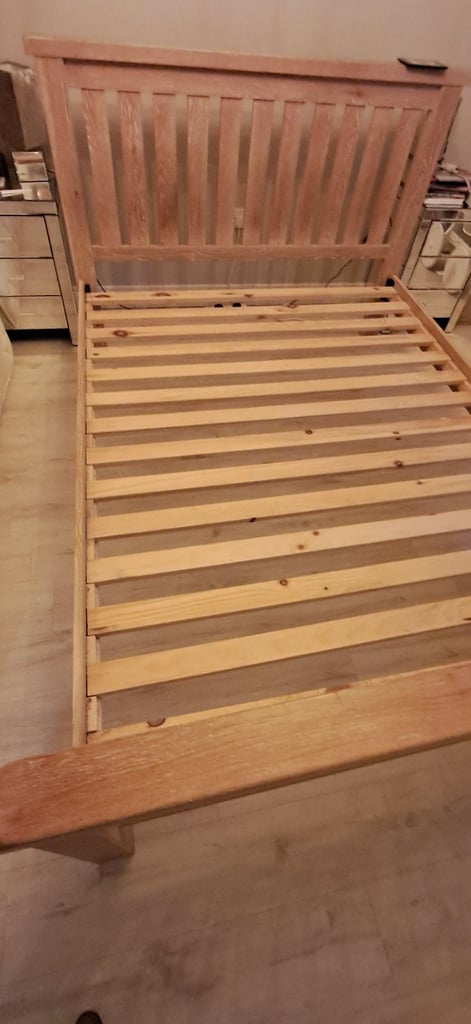 Solid oak king size bed frame