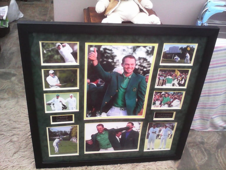 image for DANNY WILLETT SIGNED MASTERS FRAMED COLLAGE AROUND 28 INCHES SQUARE.