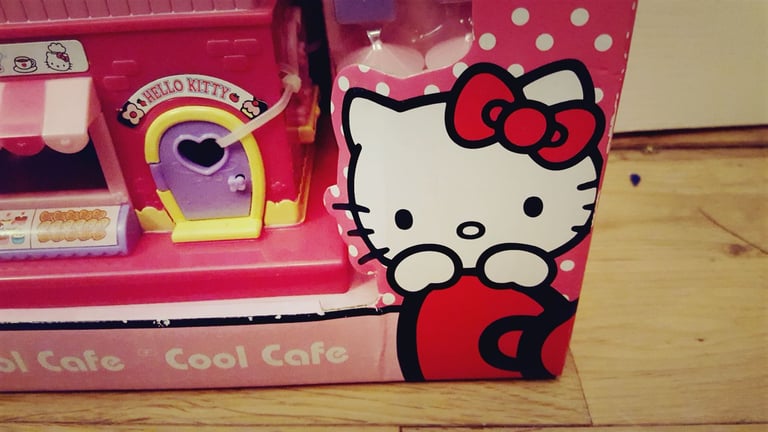 blue box hello kitty cool cafe cake shop bakery restaurant & mini figure set new unused