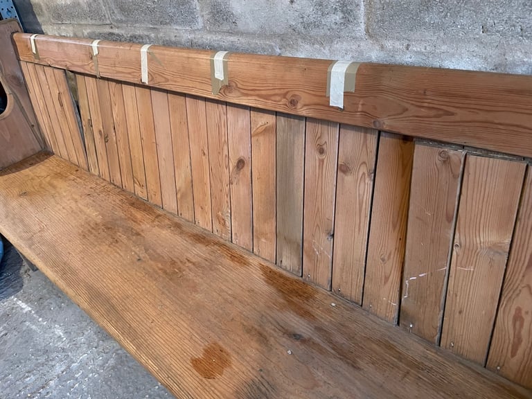 Vintage Large Stripped Pine Church Pew (6ft 9in)