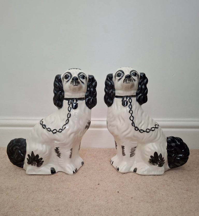 Vintage Staffordshire King Charles Spaniel Style Dog Ornaments