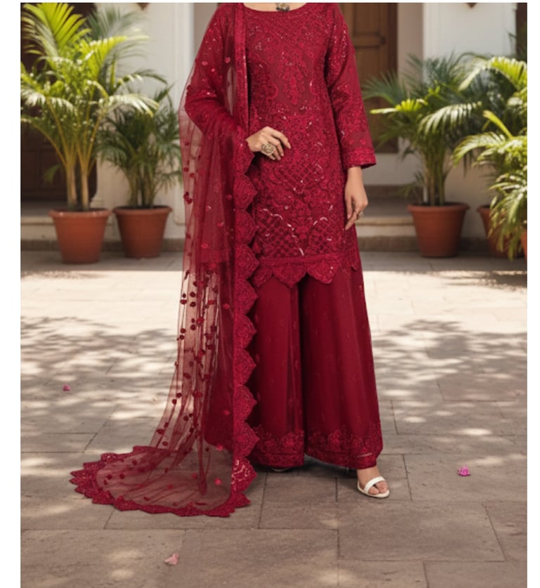 image for heavy embroidery party wear dress