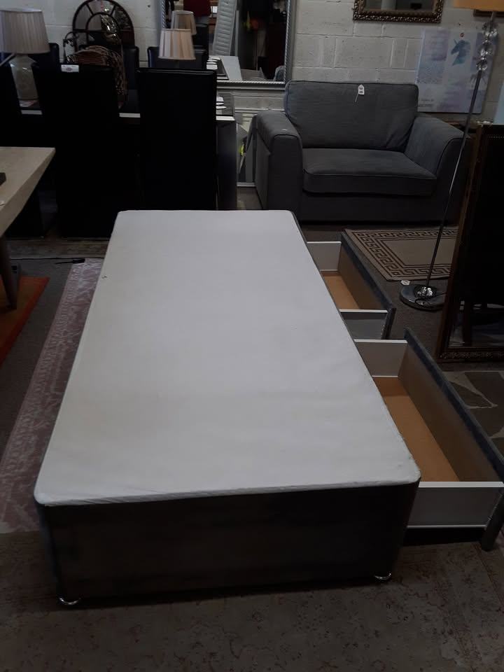 image for Grey two-drawer single divan base Low Cost Moves 2nd Hand Furniture STALYBRIDGE SK15 3DN