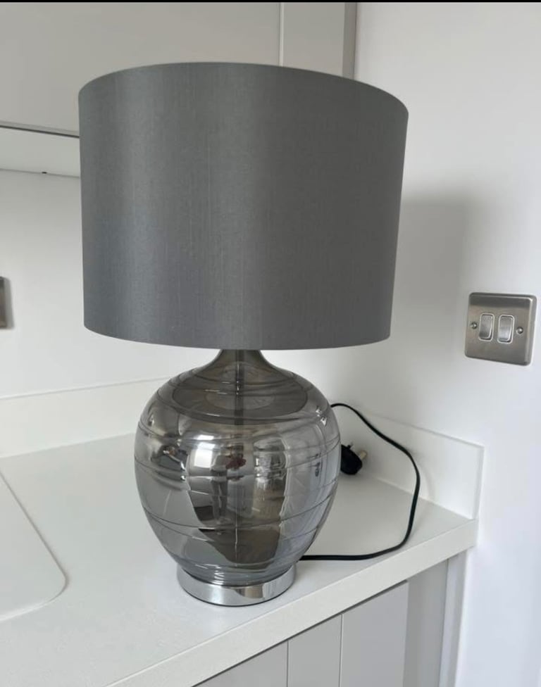 Large Smoke Grey Drizzle Touch Lamp