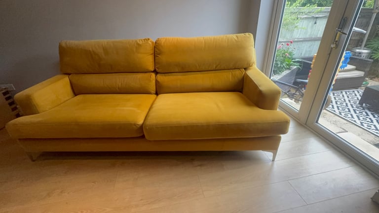 4 seater sofa mustard yellow 