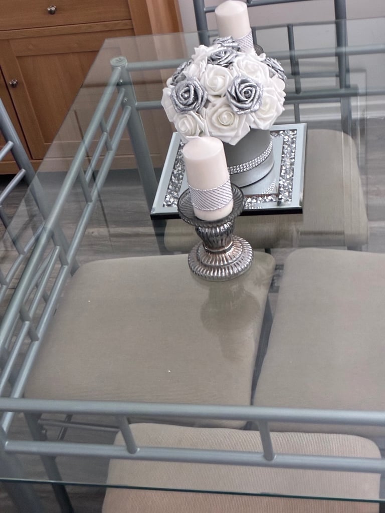 image for Glass table x4 chairs