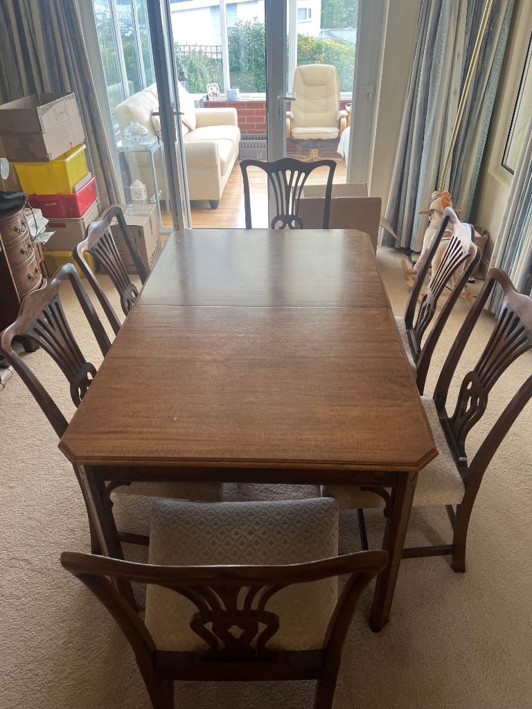 Antique table, chairs and sideboard 