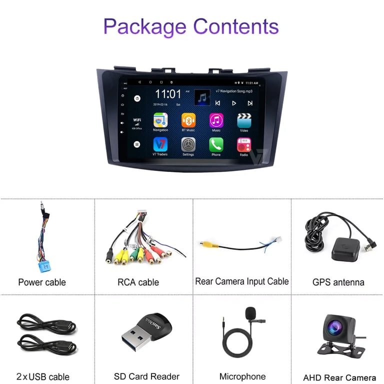 Swift Ertiga 2011-17 CARPLAY Android Auto HD Screen Head Unit GPS Stereo LCD Panel V7