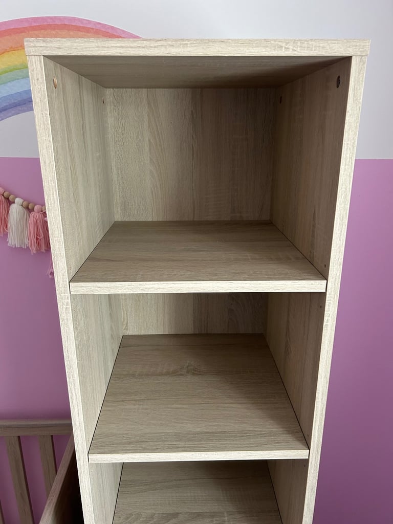 Nursery furniture cot bed wardrobe drawers with changing table and book shelf 