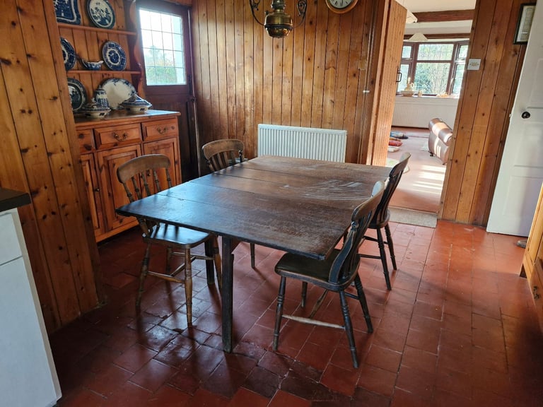 image for Dining Table, Drop Leaf, Solid Oak, Antique 