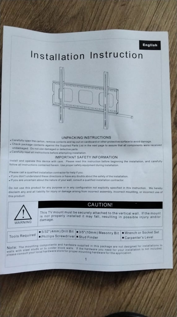 TV wall mounting bracket.