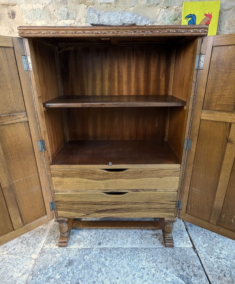 Limed Oak Linen Cabinet Gentlemans Wardrobe - Heathland Furniture