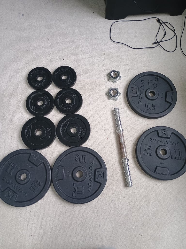 image for Single hand-held bar with clips and weights 