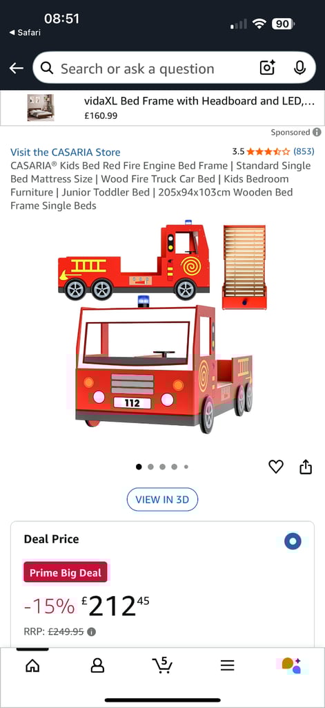 image for Single fire engine bed