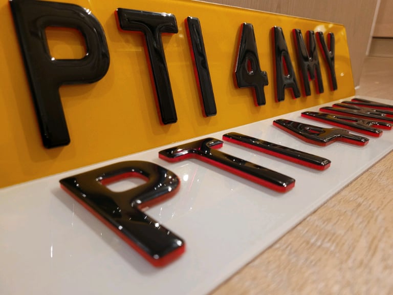 3mm Neon Red 4D Black Gel Car Number Plates  