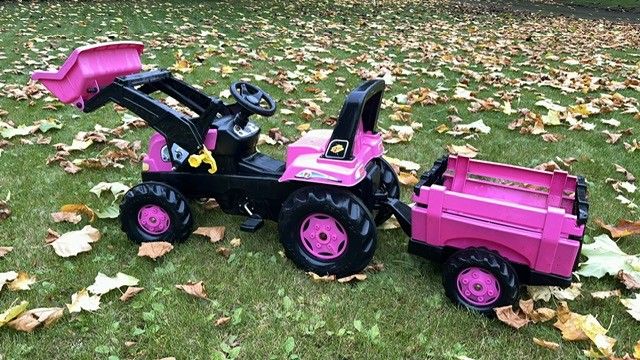 Girl Pink Tractor and Trailer