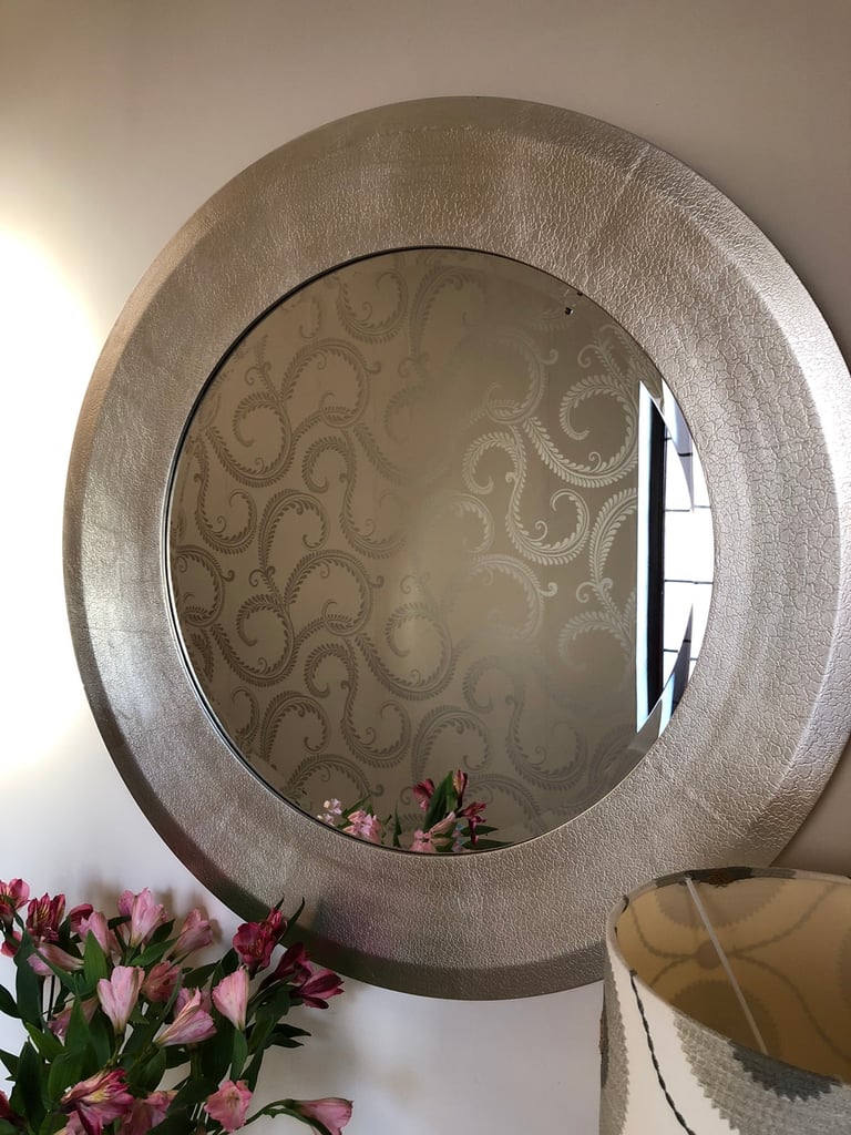 Large round silver mirror 