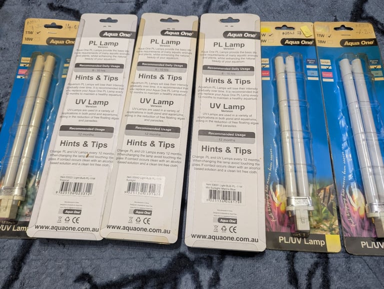 Aquarium light aqua one PL/UV 11w/18w/24w lamp, 2/4 pin fittings 