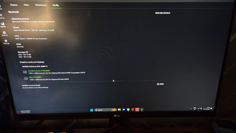 LG UltraGear 27GL650F Gaming Monitor 27" IPS 144Hz 1ms Free-Sync with Stand